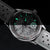Montre DS9 de Holzkern avec marqueurs vert lumineux, cadran gris marbré, bracelet en cuir gris clair
