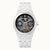 Herrenuhr mit weißem Keramikarmband, schwarzem Zifferblatt, Automatik, Dual Time