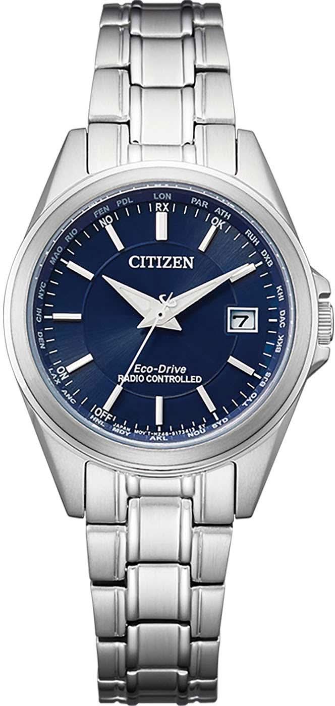 Montre pour femme avec cadran bleu et bracelet en acier inoxydable argenté, affichage de la date