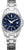 Montre pour femme avec cadran bleu et bracelet en acier inoxydable argenté, affichage de la date
