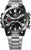 Montre-bracelet pour homme avec boîtier en acier inoxydable, cadran noir et bracelet en métal argenté.