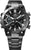 Montre bracelet homme avec cadran noir, boîtier et bracelet en métal ; affichage numérique