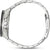 Bracelet de montre pour homme avec bracelet en métal argenté, vue latérale du boîtier en acier inoxydable