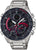 Montre bracelet pour homme avec bracelet en métal argenté et cadran sombre avec anneau tachymètre