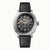 Ingersoll Herren-Armbanduhr mit schwarzem Zifferblatt, Skelettwerk, schwarzem Lederarmband