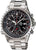 Montre chronographe pour homme avec bracelet en acier inoxydable, cadran noir et accents rouges