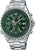 Bracelet de montre pour homme avec cadran vert, sous-cadrans chronographes et bracelet en acier inoxydable