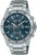 Montre homme en acier inoxydable avec cadran bleu, chronographe, bracelet en métal