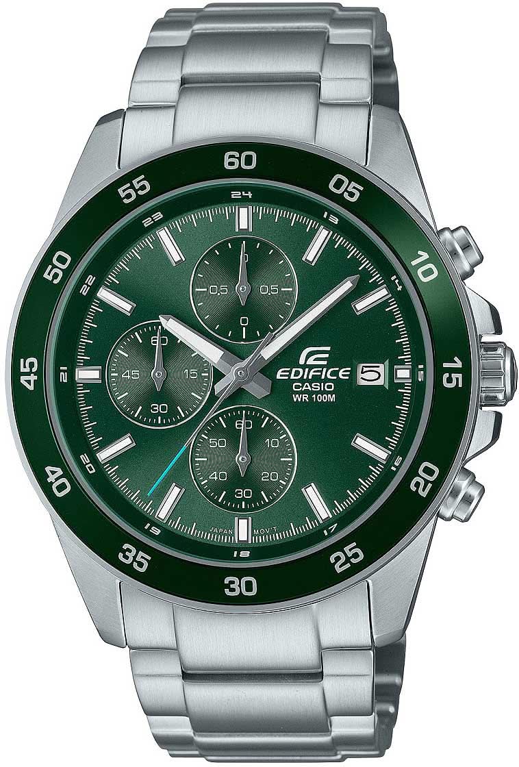 Montre homme Edifice avec cadran vert, bracelet en acier inoxydable et sous-cadrans chronographes