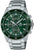 Montre homme Edifice avec cadran vert, bracelet en acier inoxydable et sous-cadrans chronographes