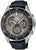 Bracelet de montre pour homme avec bracelet en cuir noir, boîtier rond en acier inoxydable et cadran sombre