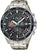 Chronographe pour homme avec cadran noir, accents rouges et bracelet en acier inoxydable