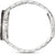 Vue de côté d'une montre bracelet pour homme avec boîtier et maillons en acier inoxydable