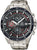 Chronographe pour homme avec cadran noir, trois compteurs chrono et bracelet en acier inoxydable
