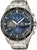 Casio Edifice Montre homme avec bracelet en acier inoxydable, cadran rond foncé et sous-cadrans chronographes bleus