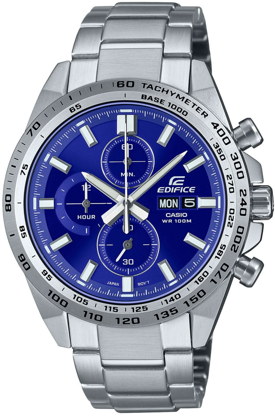 Sport-Chronograph-Herrenuhr mit blauem Zifferblatt und Chronographenzählern