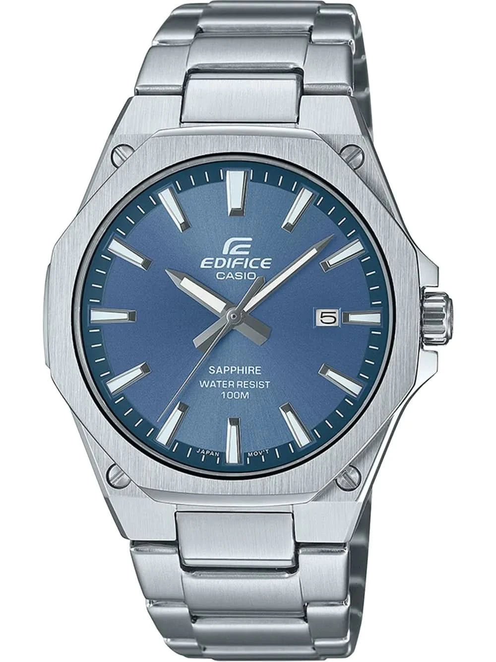 Bracelet de montre pour homme avec cadran bleu, affichage de la date à 5 heures, bracelet en acier inoxydable