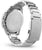 Boîtier de montre argenté avec fond et bracelet en acier inoxydable, gravure sur le fond