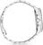 Boîtier de montre argenté de profil avec bracelet en acier inoxydable, maillons du bracelet visibles