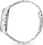 Bracelet de montre pour homme, profil latéral avec couronne et poussoirs, bracelet à maillons en acier inoxydable.