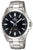 Montre Casio Edifice pour homme avec bracelet en acier inoxydable argenté et cadran sombre, WR100M