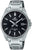 Bracelet de montre pour homme avec bracelet en métal argenté, cadran noir et trois aiguilles