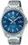 Herrenarmbanduhr mit blauem Zifferblatt, silbernem Edelstahlband und Datumsanzeige