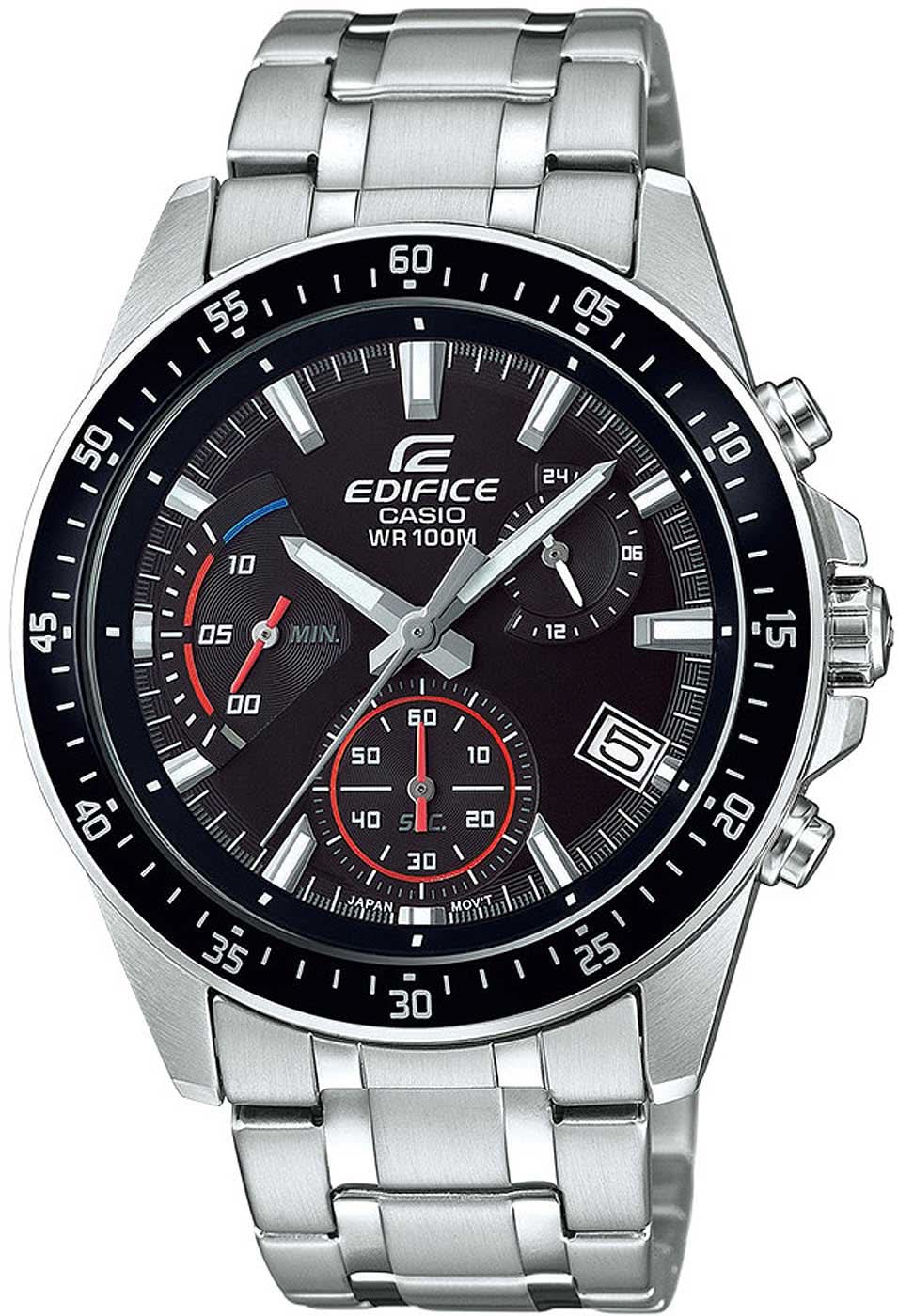 Montre Casio EDIFICE pour homme avec cadran noir et bracelet en acier inoxydable, chronographe