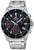 Montre Casio EDIFICE pour homme, cadran noir avec accents rouges, bracelet en acier inoxydable