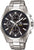 Montre homme en acier inoxydable avec cadran chronographe, contraste bleu foncé et bracelet en métal