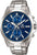 Casio Edifice Montre homme cadran bleu, chronographe, bracelet en acier inoxydable