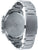 Bracelet de montre pour homme vu de dos, avec boîtier en acier inoxydable et bracelet à maillons argentés.