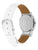Citizen Damenarmbanduhr, Seitenansicht mit weißem Armband und brauner Innenseite