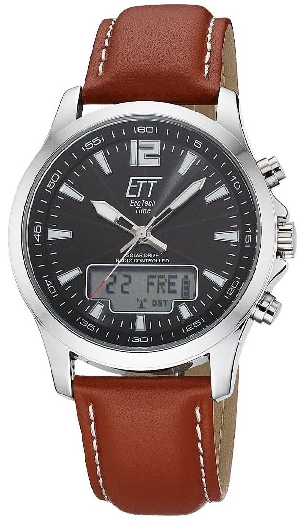 Bracelet de montre pour homme avec cadran noir et bracelet en cuir marron