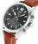 Bracelet de montre pour homme avec cadran noir, boîtier en acier inoxydable et bracelet en cuir marron