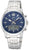 Montre pour homme avec cadran bleu et bracelet à maillons métalliques, 12 heures