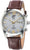 Montre pour homme ETT avec bracelet en cuir marron, boîtier argenté et cadran analogique