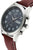 Herrenuhr, seitliche Kronen und Drücker, dunkelbraunes Lederarmband, schwarzes Ziffernblatt