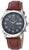 Herrenuhr mit dunkelbraunem Lederarmband und schwarzem Ziffernblatt, Datum bei MON2