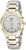 Herrenarmbanduhr mit silbernem Armband, goldfarbenem Zifferblatt und Datumsanzeige 24