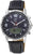 Bracelet de montre pour homme avec cadran noir, boîtier en acier inoxydable et bracelet en cuir