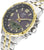 Montre homme avec cadran noir, lunette jaune et boîtier en acier inoxydable
