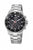 Montre homme avec cadran noir et bracelet en acier inoxydable argenté