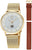 Bracelet de montre pour homme avec bracelet en maille dorée et cadran blanc