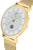 Bracelet de montre pour homme avec boîtier rond doré, cadran blanc et couronne