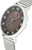 Bracelet de montre pour homme avec cadran sombre, boîtier argenté et bracelet en maille métallique, couronne latérale