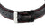 Herrenarmbanduhr: schwarzes Lederarmband mit Dornschließe aus Metall und roten Nähten