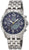 Montre bracelet pour homme, cadran bleu, bracelet en acier inoxydable, couronne et boutons