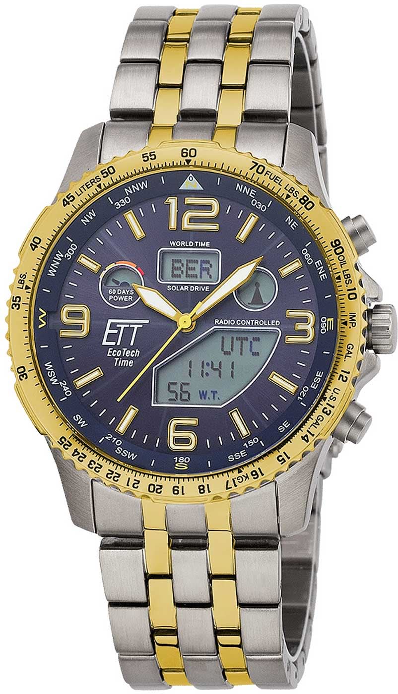 Bracelet de montre pour homme avec cadran bleu, bracelet argenté avec accents dorés