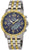 Bracelet de montre pour homme avec cadran bleu, bracelet argenté avec accents dorés